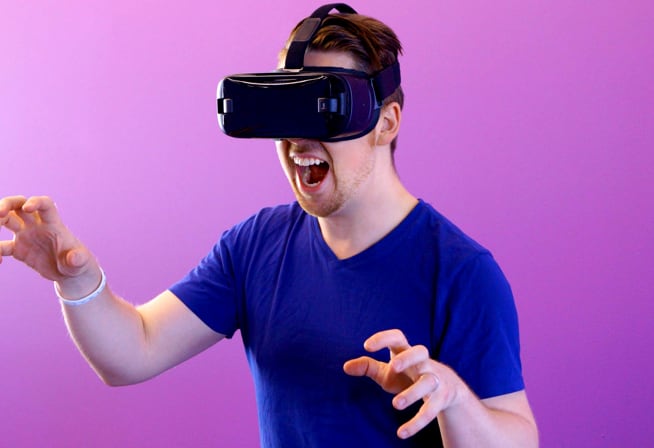 man trying out the VR experience